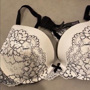 Victoria Secret black and white bra with sparkles.